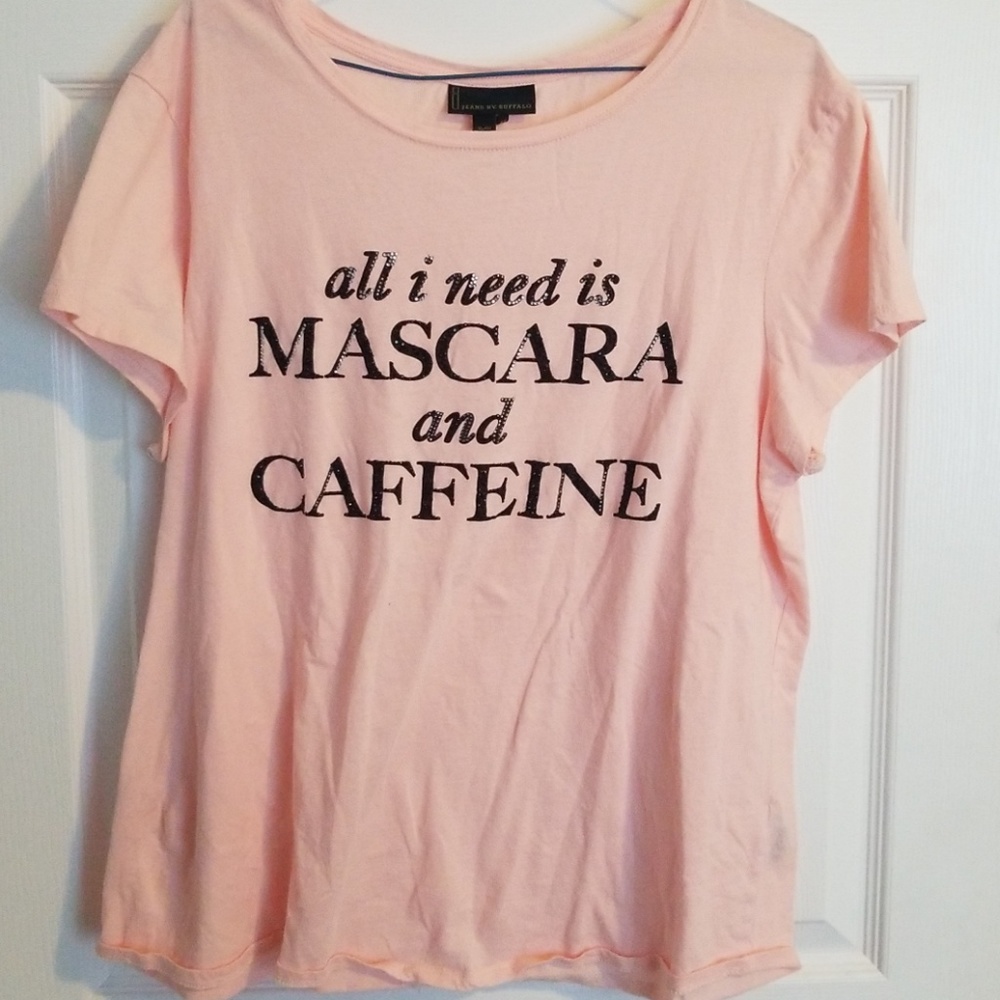 Pink All I Need is Mascara and Caffine Graphic Tee